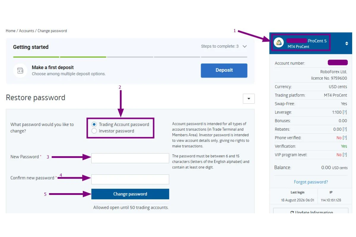 Gambar langkah 3 - Panduan Mengganti Password Investor / Password Trading