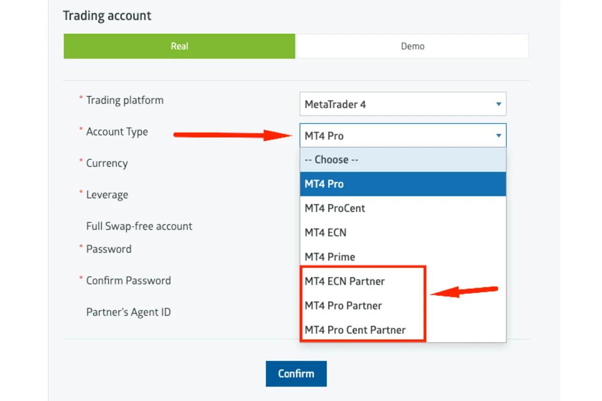 Gambar langkah 2 - Panduan Membuka & Memilih Akun Trading di Bawah IB/Partner Pro (Akun Sudah di Bawah IB/Partner Pro)