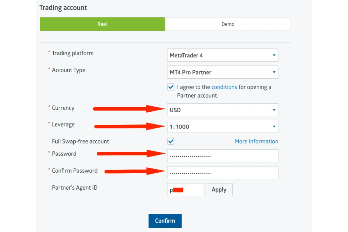 Gambar langkah 4 - Panduan Menghubungkan Kode IB & Membuka Akun Trading di Bawah IB/Partner Pro (Akun Belum di Bawah IB/Partner Pro)