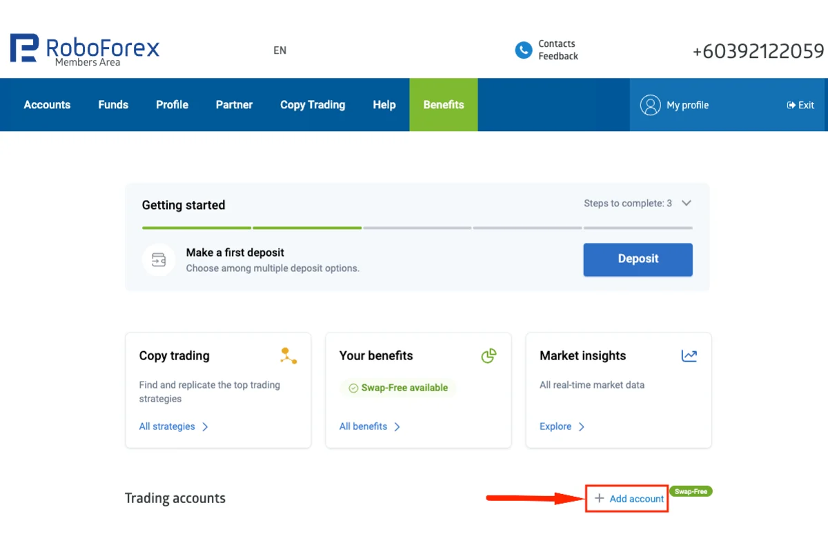 Gambar langkah 1 - Panduan Membuka Akun Trading Baru di Bawah Partner di RoboForex